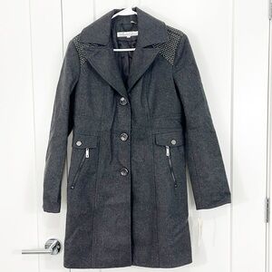 New Kenneth Cole Size 6 Gray Melton Wool Blend Peacoat with Pockets